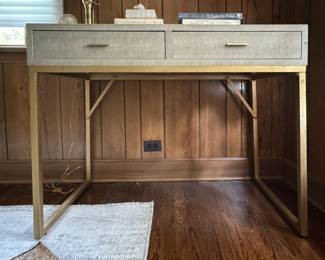 Faux Shagreen Two-Drawer Desk / Side Table. 