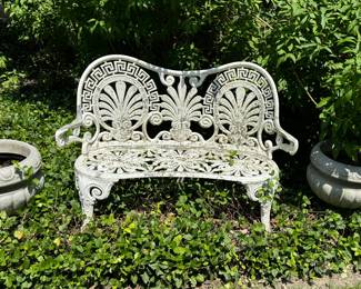 Antique White Wrought Iron Settee. 