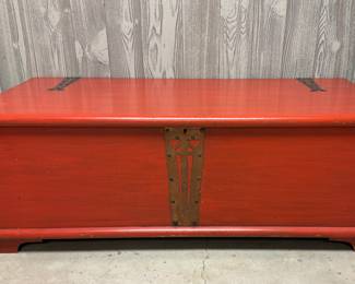 Red High-Gloss Cedar Trunk With Copper Detailing. Photo 1 of 4. 