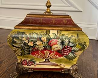 Lacquered Lidded Box with Brass Feet. Photo 1 of 3. 