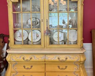 Vintage Drexel Heritage Cabinet / Bookcase / Breakfront. Measures 64" W x 16" D x 85" H. 