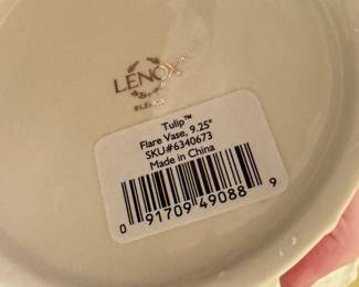 Lenox Tulip Flare Vase. Measures 9" H x 6" at Mouth. Photo 1 of 2. 