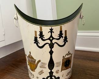 Hand-Painted Waste Paper Tin. 