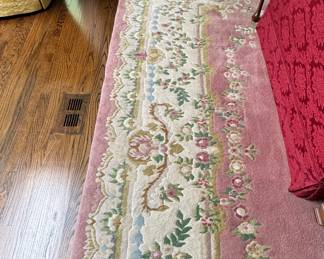 Vintage Pink Chinese Art Deco Wool Peking Rug. Measures 12' x 14' 8". Photo 2 of 4. 