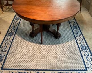 Vintage Blue & White Wool Rug. Measures 8' x 10'. 