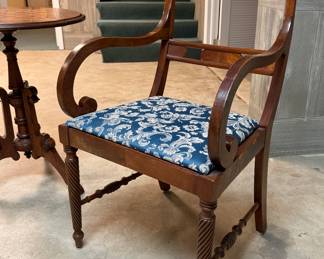 Antique Flame Mahogany Arm Chair - 2 Available. Each Measures 21" W x 23" D with 27.5" H Arm Height. Photo 2 of 3. 