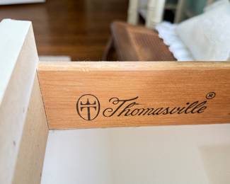 Vintage Thomasville Allegro Chinese Chippendale Faux Bamboo Small Side Table with Three Drawers. Measures 30" W x 19" x 30" H. Photo 3 of 3. 