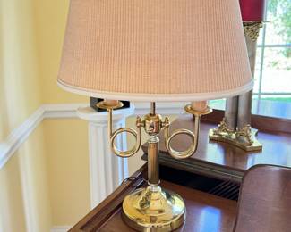 Vintage Brass French-Horn Table Lamp. 