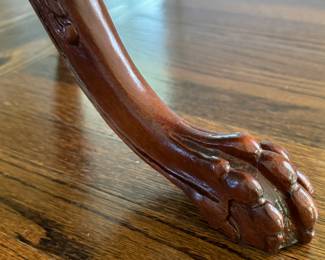 Vintage Mahogany Pie Crust Table with “Lace” Gallery and Claw Feet. Measures 32" H x 24" D. Photo 5 of 5.  