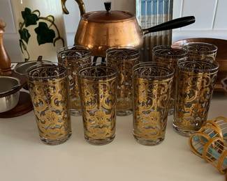 Georges Briard 22K gold scroll highball glasses
