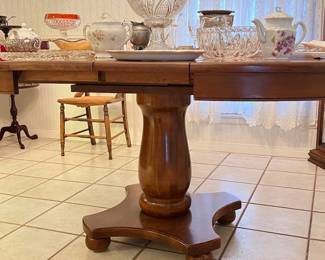 antique wood dining table with leaves