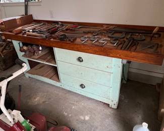 vintage wood work table
