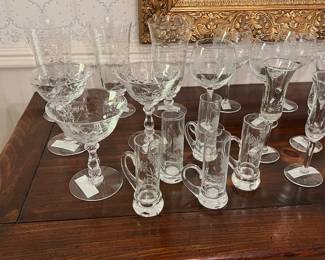 cut glass wine/champagne glasses