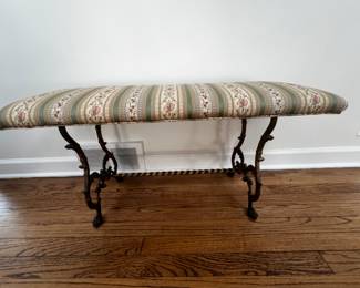 Upholstered Victorian iron bench