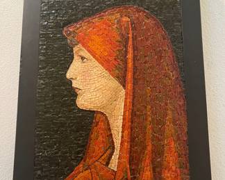 Exceptional and rare pietra dura (micro mosaic) plaque of St. Fabiola, Studio del Mosaico. Bought at the Vatican in the 1950's.