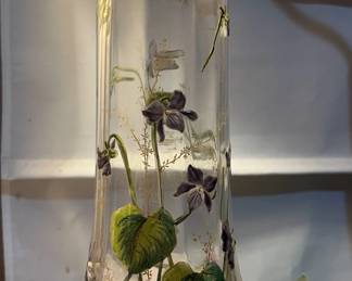 Moser enameled vase with violets.