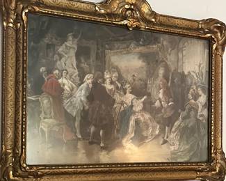 "Sitting for Portrait" colored etching by Vincente de Paredes in incredibly beautiful frame. 