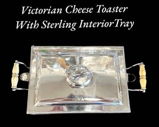 English cheese toast server with sterling liner