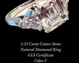 3.25 carat Center stone natural diamond ring, GIA Certificate, Color F, VS1, purchased at Neiman Marcus