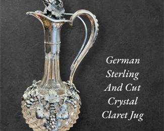 German sterling and cut crystal claret jug. This is a stunning piece!
