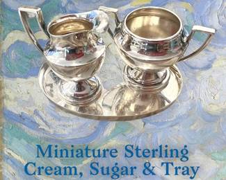Miniature sterling cream & sugar with tray
