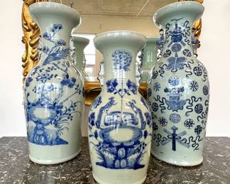 Celadon, blue & white