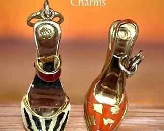 14k gold and enamel shoe charms/pendants