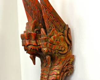Carved wooden Thai naga