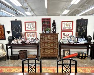 This entire space is filled with Oriental & Asian furniture, ceramics and art.