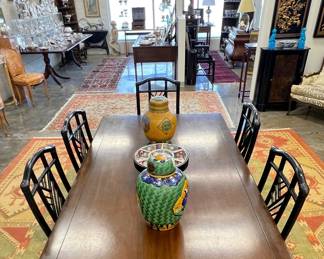 Kittinger dining room refectory table. This table is amazing and doubles in size. The chairs are very comfortable.