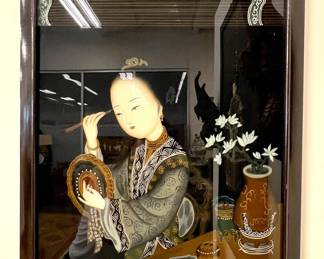 Reverse glass painting