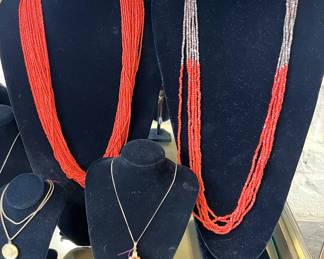 Vintage Native American Heishi and coral necklace