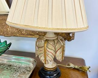 Pair wooden polychrome lamps. One of our favorite things in the sale!