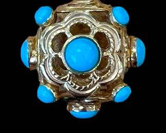 14k gold and turquoise pendant