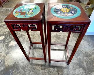 Pair cloisonné tables