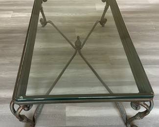 Glass top iron coffee table