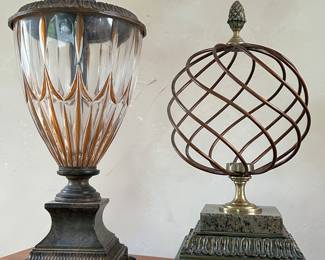 caged decorative bowl and caged round globe