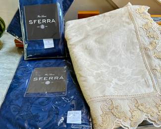 Fine linen tablecloth and runners by Sferra check out the retail prices