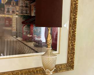 Table lamp with brown shade