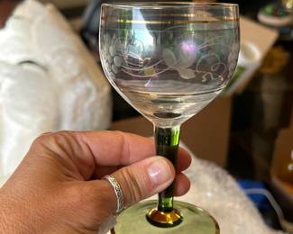 glasses in green trimming