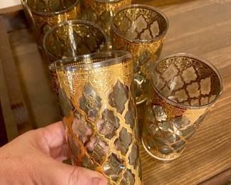 Culver Valencia Highball Glasses 22K Gold