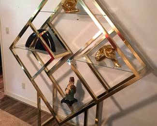 Contemporary Brass and Glass Etagere