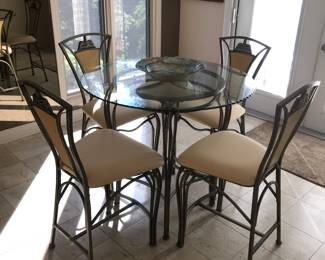 Modern Iron and Glass Dining Set