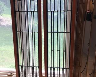 Pair Leaded Glass Panels