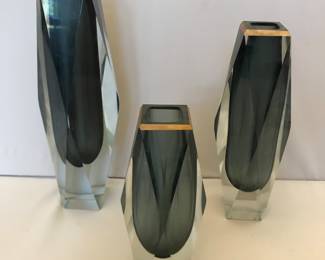 Three Modernist Lead Crystal Vases