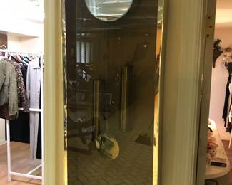 Contemporary Brass and Glass Wall Clock 