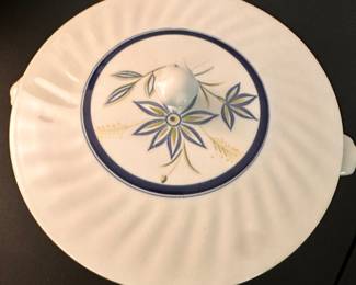 This is a fantastic hand painted Ferrastone Blue Swirl Covered vegetable Dish MIOB! 