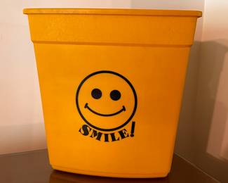 An awesome 1960/70's waste paper basket with the SMILEY face! 