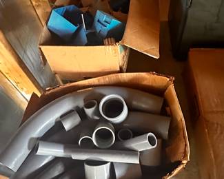 This entire table is filled with electrical gear! Fuse Boxes, plus, switches, holders, pipes... Also a pair of Propane tanks! The Table is for sale too! 