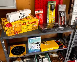 Shelving units are also filled with many unopened and NEW garage items! 